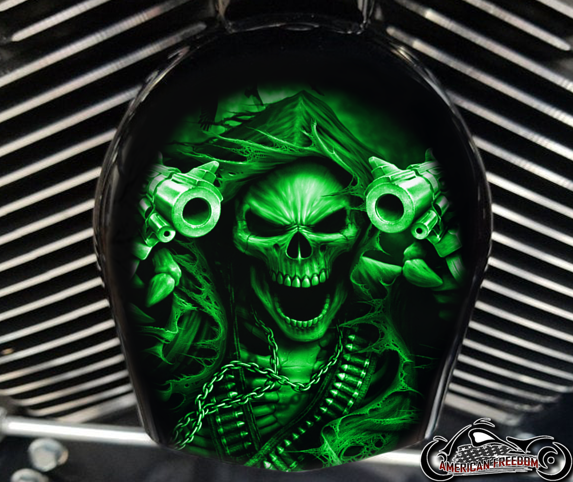 Custom Horn Cover - Gunfighter Reaper green